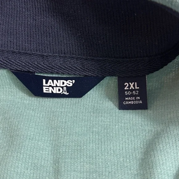Lands End Blue green Men's 1/4 Zip-Up Sweater size XXL (G-36) - Picture 6 of 7